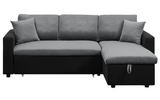 Sienna Sofa Bed- Reversible Grey & Black Pull Out Sectional Sofa Bed With Storage