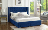 SP-5321 Blue Velvet Platform Bed w/ Storage Drawers